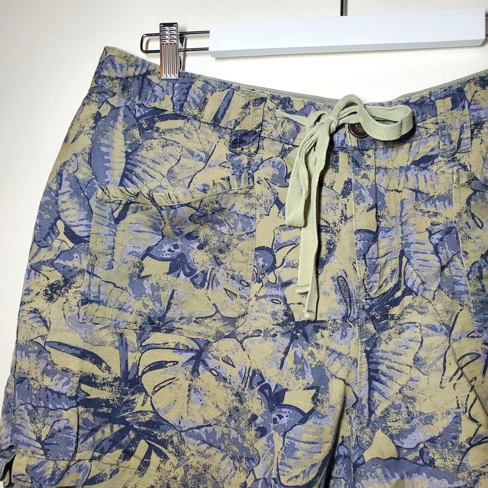 Ruff Hewn Women's Linen Cotton‎ Blend Midrise Shorts Floral Botanical Leaf Sz 16 - Picture 2 of 7